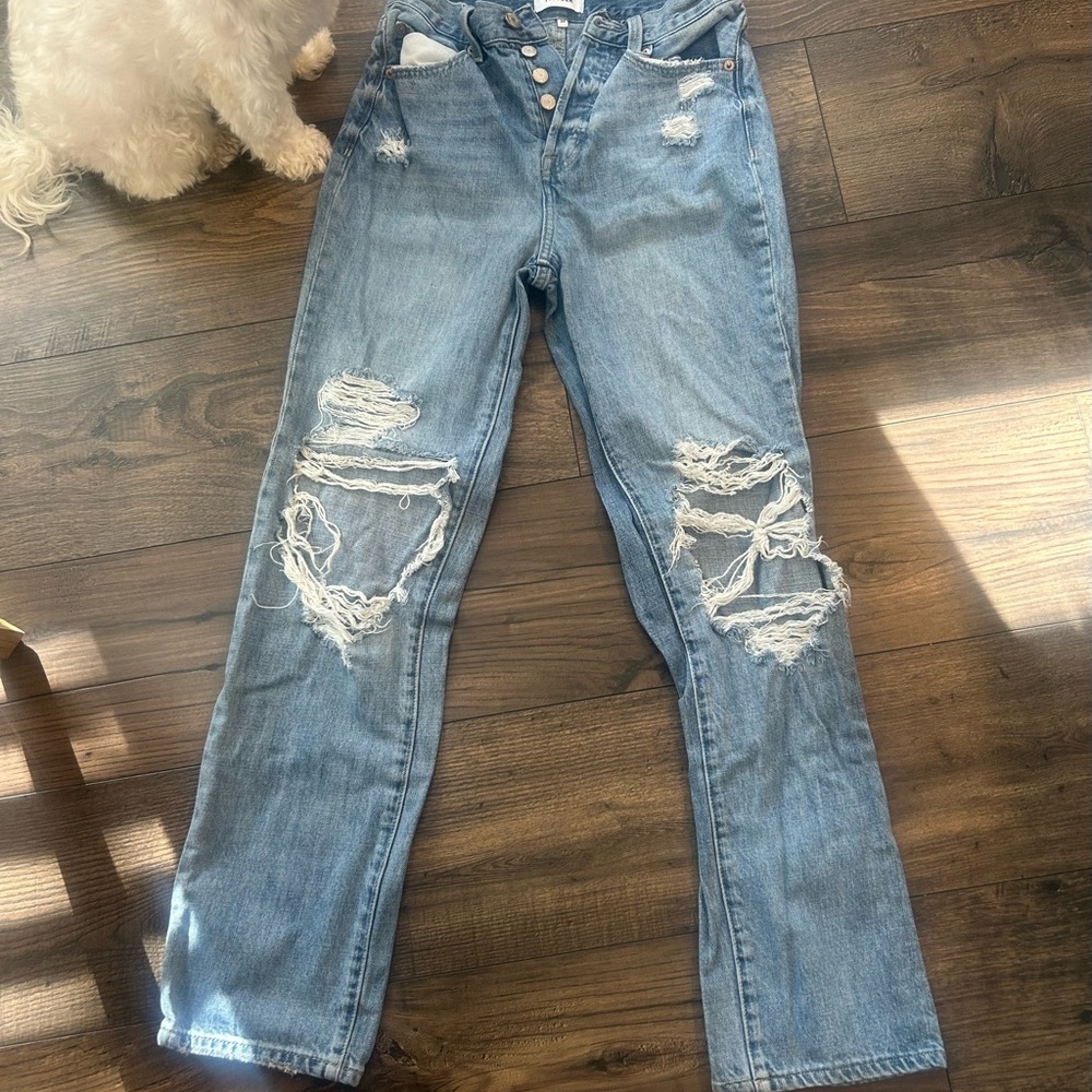 Pistola Light Blue Distressed Straight Leg Jeans